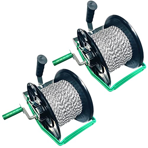 PK2 Electric Fence Polywire 6 Conductors 1312 Feet Pre-Spooled on 3:1 Standard Geared Reel - size: 1312 ft x 6 wires x 2 standard reel
