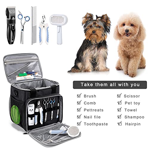 Pet Grooming Bag, Dog Grooming Supplies Organizer Tote Bag, Perfect for Pet Grooming Tool Kit Accessories-Black - color: Black
