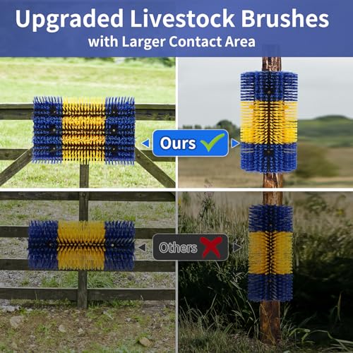 Livestock Scratching Brush, 2Pcs Upgraded Large Cattle Scratcher with 12 Screws, Horse Brushes for Grooming, Relieve Itching on the Back, Livestock Supplies for Horse, Goat, Cow, Pig(XL Brush) - size: 2-PACK