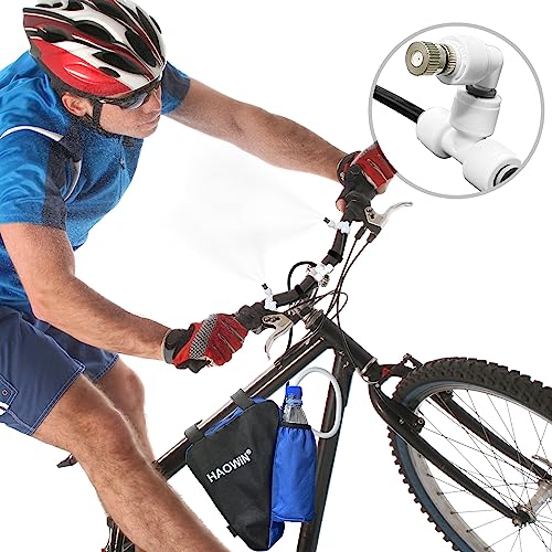 HAOWIN Portable Misting System with Rechargeable Water Pump, Foldable Bucket & Triangle Bag, DIY Mobile Misters for Outside Patio, Tent, Canopy, Golf Cart, Boat, Bike, Motorcycle, Camping, Hiking - color: Black