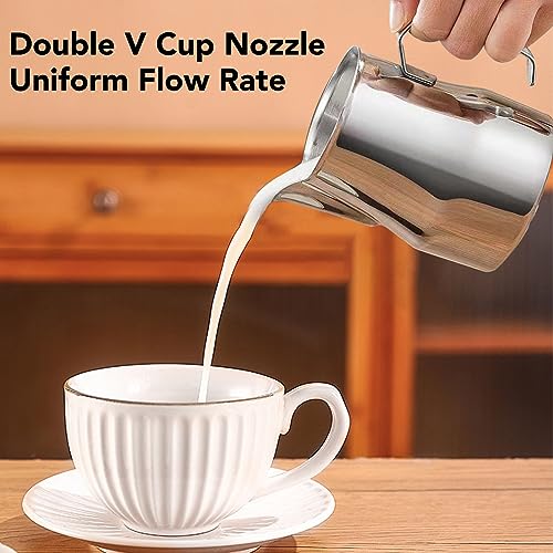 304 Stainless Steel Milk Frothing Pitcher Silky Latte Art Perfect Cappuccinos Measuring Cup for Baristas (350ML) - size: 350ML
