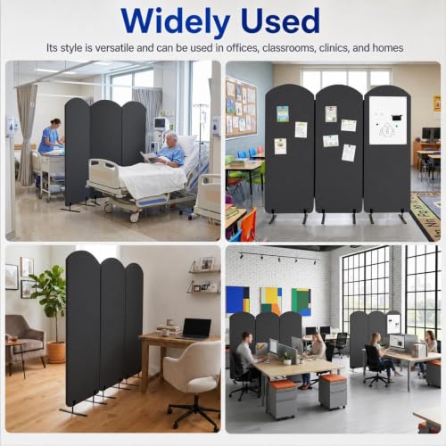Portable Wall Divider, Office Partitions Room Divider wall with Whiteboard | 72 x 66 in Soundproofing Wall Divider, Cubicle Wall with magnet, thumbtacks, pen for Classroom Home Office School Hospital - color: Dark Gray