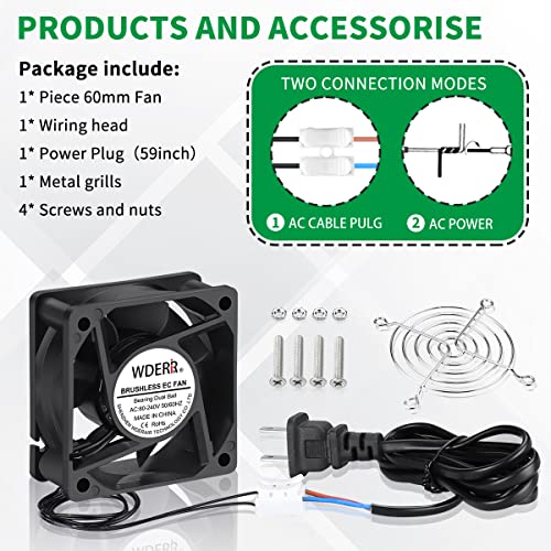 EC 60mm x 25mm Mini Muffin Fan Cooling Axial AC 110v 120v 220v 240v | On/Off Switch, Dual Ball Bearing for DIY Small Electronic Equipment Cooling Doorways Ventilation Exhaust Projects - style: 60mm x 25mm