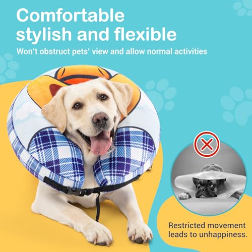 Avont Inflatable Cowboy Dog Cone Collar, Soft Recovery E-Collar | XL: Neck 18.0-21.6", Width 5.9". Soft inflatable donut, washable cover, stops licking & scratching - size: XL(Neck 18"-21.6")