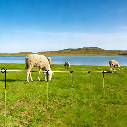 10 Pack 39 Inches Black Heavy Duty Step in Fence Post Pig Tail Electric Fencing Post Temporary Metal Fence Stakes for Garden Electric Fencing and Yard Protection - color: Black