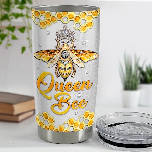 SANDJEST Bee Tumbler 20oz Jewelry Drawings Stainless Steel Insulated Tumblers Gifts for Women Girls Coffee Travel Mug Cup Gift for Birthday Christmas - color: Bee