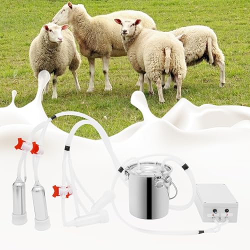 3L/ 0.8Gal Cow Milking Machine, 2-in-1 Electric Goat Milker Machine, Portable Pulse Vacuum Pump Milker with 304 Stainless Steel Buckets, Adjustable Suction Pulsation Vacuum (3L/ 0.8Gal) - size: 3L/ 0.8Gal