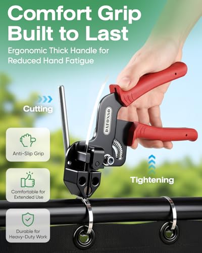 112-Piece Cable Tie Gun Kit, 11.8 Inch 304 Stainless Steel Zip Ties | Includes 110 Metal Zip Ties and Release Tool; Gun Tightens and Cuts for Fence, Exhaust Pipe, Chicken Coop, Farm and Cables