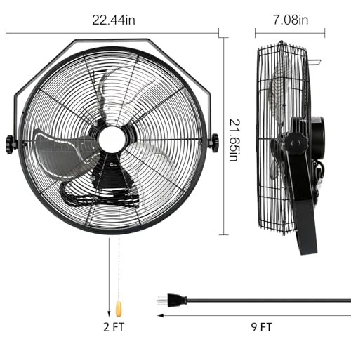 18" Industrial Wall Mount Fan, 4300 CFM 3-Speed High Velocity Wall Fan with Full-enclosed Motor, Heavy Duty Metal Barn Fans for Commercial, Warehouse, Workshop and Garage, 2-Pack - size: 18 in. 2 Pack