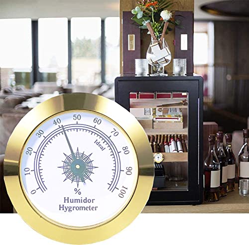 Round Cigar Hygrometer - Humidor & Cigar Box/Cabinet 2 in Gold