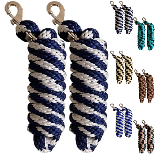 Majestic Ally Polypropylene Lead Rope with Removable Nickel Bolt Snap, 5/8 x 10 ft, for Horses and Livestock, 2 Pack (Hunter Green -Tan) - color: Hunter Green -Tan