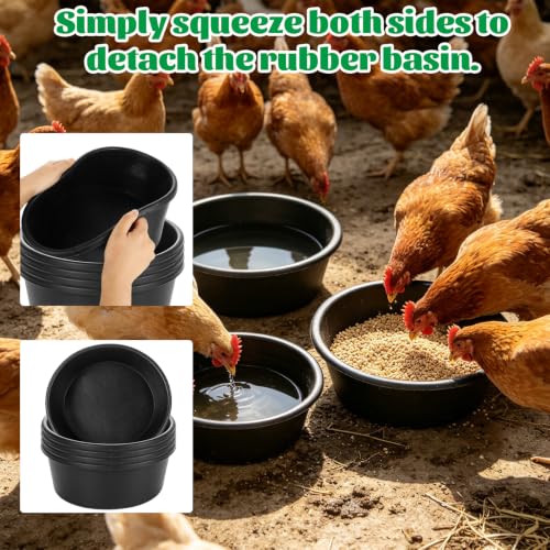 4pcs Rubber Feeder Pan - 1 Gallon Horse Feed Bucket - Animal Feed Bowl for Goat Chicken Dogs