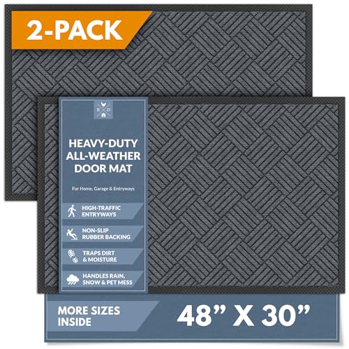 Barnyard Designs Premium Gray Non-Slip Door Mat (30" x 48", 2-Pack) | Heavy-Duty Entrance Rugs with Rubber Backing for Entryway, Patio, or Porch; Indoor and Outdoor; Set of 2 - size: 2'6" x 4'