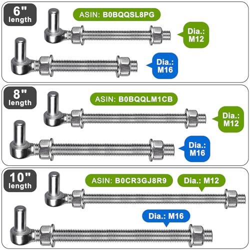 Insaga M16x 10'' J-Bolt Gate Hinge, 304 Stainless Steel J-Bolt Post Hinge for Farm Gate, 5/8" Male Pin J-Bolt Hinge for Chain Link Fence Gate, Gate Hinges for Metal Gates (2Pcs) - color: M16-10''-2PCS
