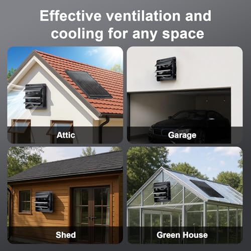 GROWNEER Solar Powered Exhaust Fan, 30W Solar Panel+12" High Speed Solar Powered Fans with Power Adapter, Waterproof Solar Fan with Bracket for Shed, Chicken Coop, Greenhouse, Attic - style: 12 Inch with Solar Panel