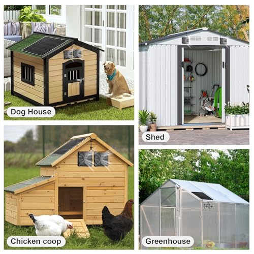 Solar Powered Fan for Chicken Coop Vent Outside with 2 Exhaust Fans 15W | Easy to install,Keeps greenhouse cooler,Good airflow,Quiet,Reduces smell,Small size, Strong power,No maintenance needed