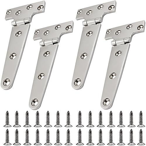 316 Stainless Steel T Hinges Marine Grade 6'' x 3" Heavy Duty Boat Hatch Hinge (150 mm X 72 mm) 4 Pack Casting Cabinet Hardware Door Hinge with Screws - style: 6'' x 3" 4 Pack