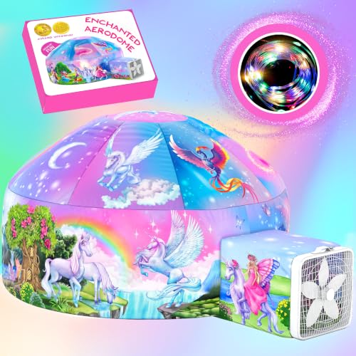 W&O Enchanted Princess Inflatable Fort with LED Lights - Fan Not Included | Enchanted Princess Aerodome with LED Lights, Inflates in Seconds, Easy Entry/Exit and Castle Play. Great Gift, Ages 3-12 - color: Enchanted Aerodome