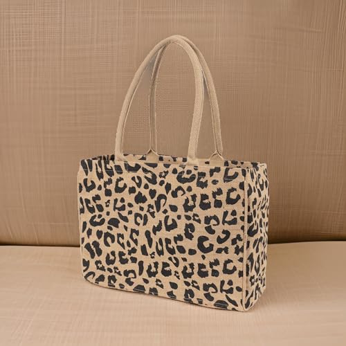 KAF Home Jute Market Tote Bag with Handles (Leopard) - color: Leopard