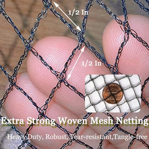 Bird Netting 7.5x65 Ft, 1/2In Mesh Garden Bird Netting, Fruit Tree Netting | Heavy Duty Woven Mesh Garden Netting, Pest Barrier for Plants & Blueberry, Animal Mesh Fence Against Birds, Deer, Poultry - size: 7.5x65ft-1/2in mesh