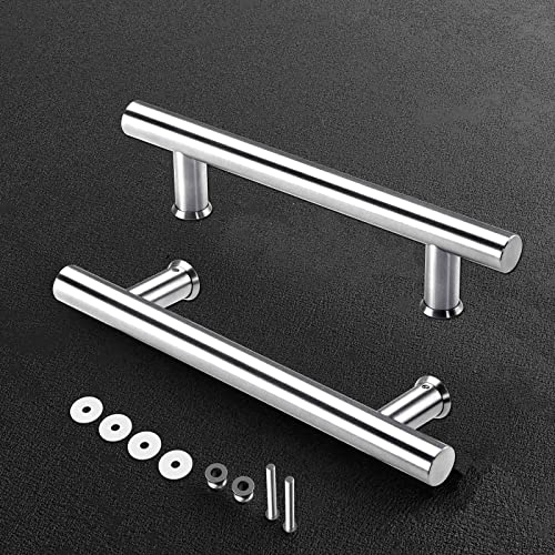 12" Stainless Steel Double Sided Push Pull Door Handle,H Shape Sliding Door Handle,Brushed,Fit for Glass Door Wooden Door,2 Pack - size: 12inch*2