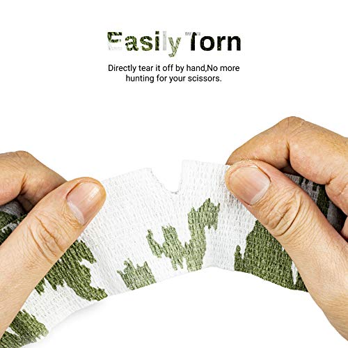 FRESINIDER 9 Rolls Self Adhesive Wrap Athletic Tape Gauze, Breathable Elastic Cohesive Bandage for Sports Injury & Pet (7 Pcs 2" x 5 Yards + 2 Pcs 1" X 5 Yards) (Snow Camo) - color: Snow Camo