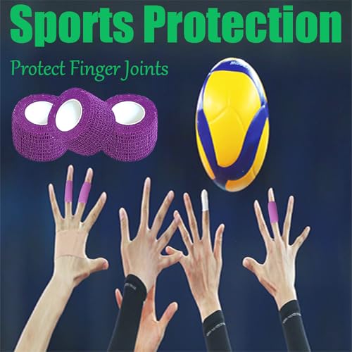 12 Pack Self Adhesive Wrap Bandage - Vet Wrap for Pets, Stretch Self-Adherent Cohesive Tape Breathable Athletic Tape Rolls (1 Inches x 5 Yards Each, Purple) - color: Purple