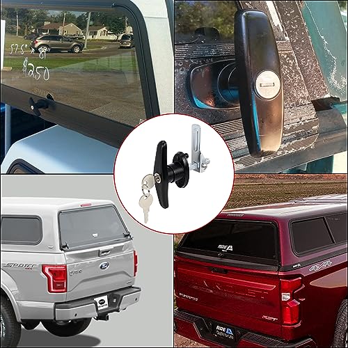 Keyed-Alike Locking T-Handle Kit for Truck Camper Shell/Cap & Topper - Black T-Handle Lock Set with Door Compatibility (Right) - style: Matching Set(Right)