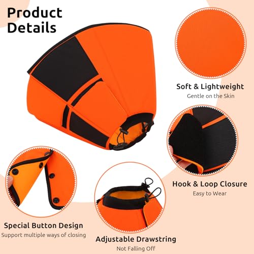 Soft Cone for Dogs After Surgery, Dog Cones for Large Dogs | Soft Fabric Dog Cone to Stop Licking, Elizabethan Collar for Pets, Alternative Recovery Collar for Wound Healing, Orange L - color: Orange, size: L