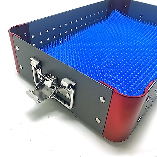 Instrument Sterilization Tray Box with Silicone mat 300mm*195mm*65mm Disinfection Sterilization ultrasonic Basket case ultrasonic Cleaning Washing Sterilization Trays opthalmic ENT