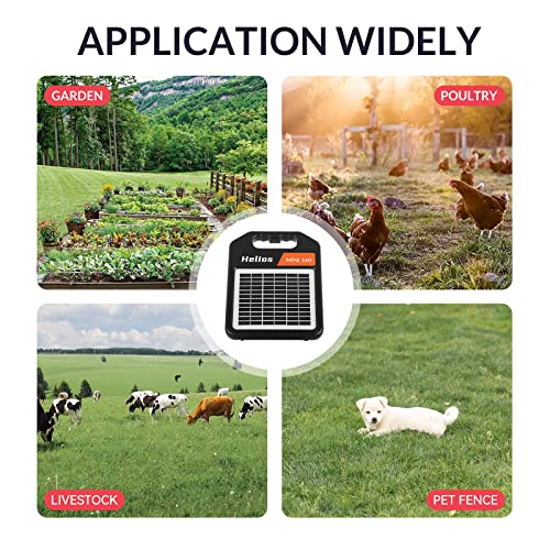 10 Miles Solar Electric Fence Charger with Day/Night Mode, 0.16J Portable Solar Fence Charger with Rechargeable Solar Panel for 24-Hour Uninterrupted Protection Electric Fence Energizer - size: MINI160-Rear switch