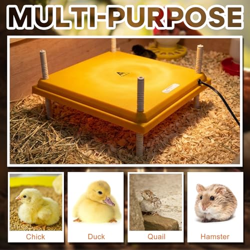 Riakrum Large Chick Brooder Heating Plate 16" x 16" Brooder Heater for 50 Chicks with Adjustable Height Poultry Heating Plate Constant Temperature 131°F Safe Heat Lamp for Ducklings and Quail
