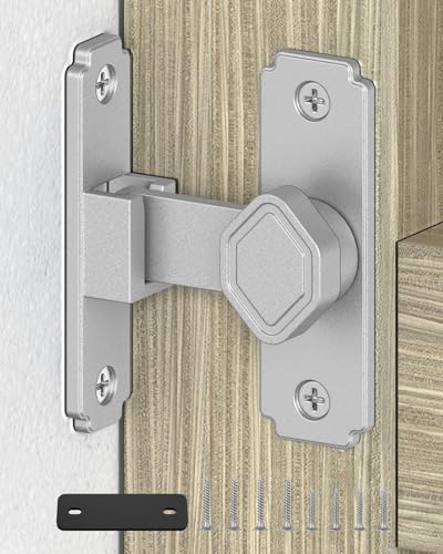 90 Degree Barn Door Lock, Rustproof Sliding Gate Latch, Silver 1Pc | Multipurpose Security Lock for Bathroom, Cabinet, Pet Cage, Garden Shed, Window And Sliding Wooden Doors - color: Silver-1PC