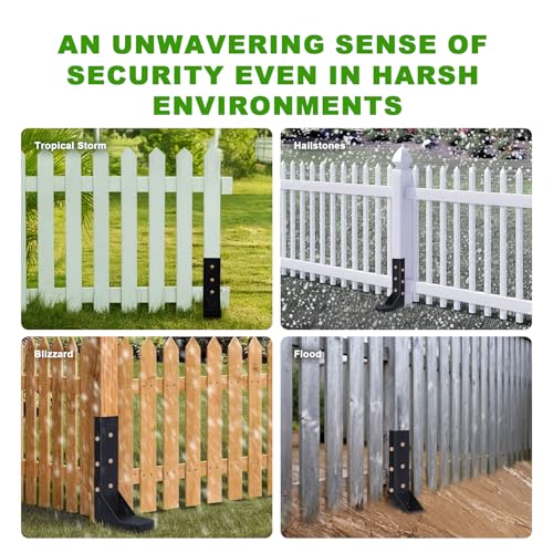 4-Pack 3.74" Width Fence Post Repair Kit, 24in Total Length Heavy Duty Ground Spike Anchor for Wooden Post Repairing Tilted/Broken Posts - size: 4'' 4 Pack