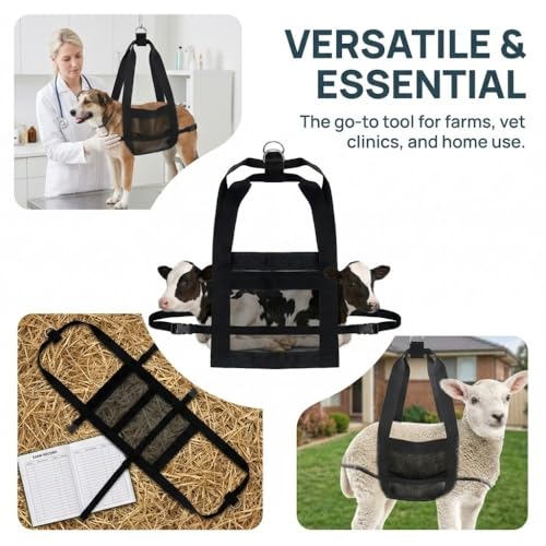 Animal Weighing Sling, Nylon Hanging Scale Bag with Adjustable Straps, 23.23 x 13.78 in, Black, for Lambs, Goats, Alpacas and Dogs