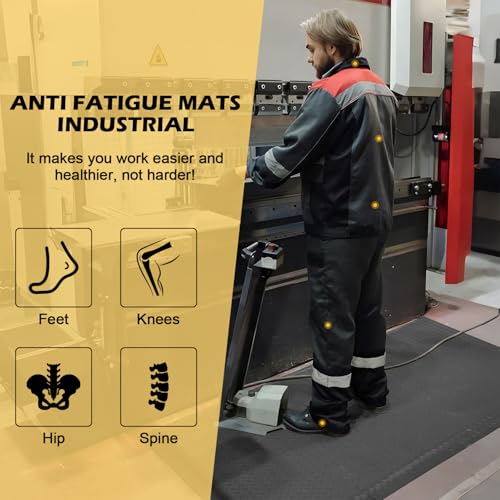 3 x 5 FT Anti Fatigue Mats 15/16 Inch Thick Sponge Ergonomic Mat | Diamond Grid Stable Standing Mat Construction Site Mechanic Booth Cashier Reception Gray Foam Core Comfort Extended Floor Mat - size: 59.9"L x 36.2"W x 0.9"Th