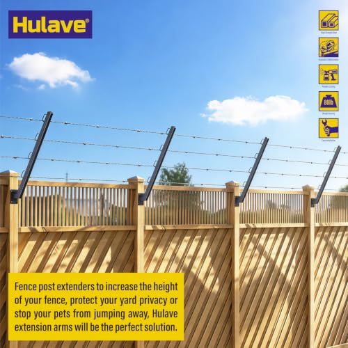 Hulave 8-Pack Angle 25° Fence Post Extender High 23" Fence Barbed Wire Extend Arm for Outdoor Fences to Increase Height for Privacy,Security Prevent Animals from Jumping and Breaking in (Matte Black) - size: 23.5in-25°Angles