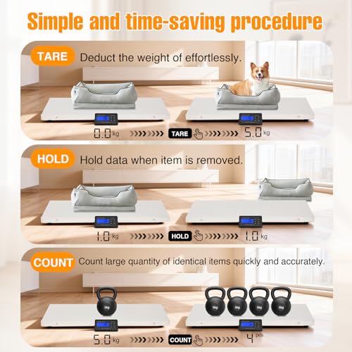 1100lb x 0.2lb Dog Weight Scale for Large Breed Precision Dog Scale | Precision Pet Scale, Livestock Weight Scale with Large Stainless Steel Platform 41” x 21”, Vet Scale for Dog, Sheep - size: 41" x 21"