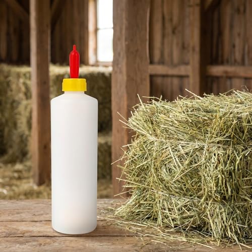Gatuida Goat Nipple and Bottles Set, 5 Sets 400ml Lamb Feeding Bottles Kit, Plastic Small Animal Milk Feeder Drink Pritchard Nipple for Baby Goats and Small Livestock