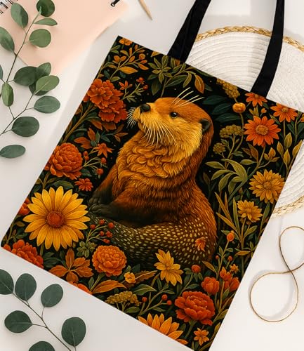 Vintage Botanical Animal Canvas Tote Bag for Women, Aesthetic Floral Animal Reusable Shoulder Bag for Shopping - color: 22