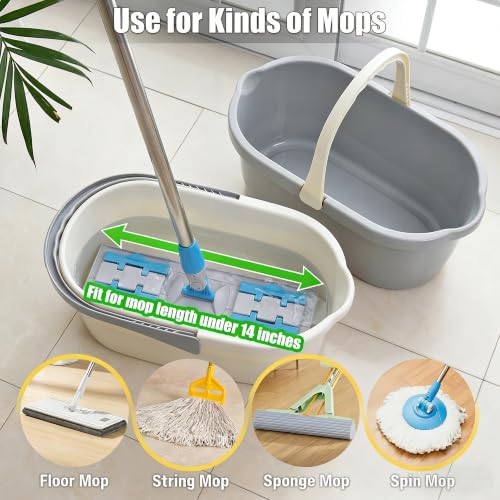 Haundry Compact Mop Bucket with Handle, Rectangular Cleaning Bucket and Caddy for Cleaning Supplies, 10L, White - color: White