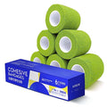 RISEN Cohesive Bandage 2” x 5 Yards, 6 Rolls, Self Adherent Wrap Medical Tape, Adhesive Flexible Breathable First Aid Gauze Ideal for Stretch Athletic - color: Grass Green