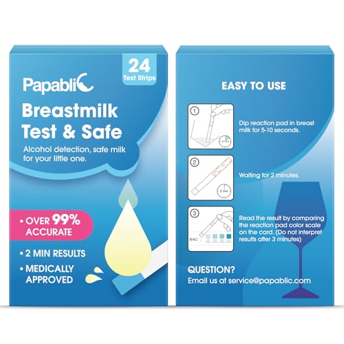 Papablic 24Pcs Alcohol Test Strips for Breastmilk, Quick Results in 2 Minutes Breast Milk Alcohol Test Strips for Breastfeeding Moms at Home Holiday Party - size: 24 Count (Pack of 1)