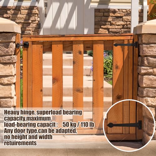 2 Pack 15 Inch Heavy-Duty T-Shape Strap Hinge with Screw Black Powder Coated Wrought Iron Spade Tip Strap Door Gate Hinges for Shed Barn Fence Blind Shutter Wood Frame Doors (Classic Style)