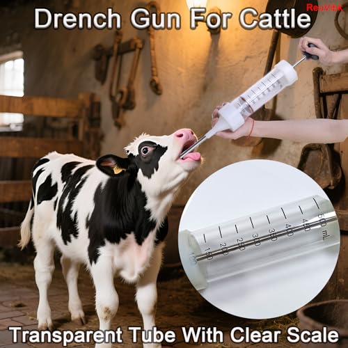500ML Large Cattle Drench Gun, Big Dosage Feeding Gun Continuous Dosing Feeding Device Veterinary Medicine Dispenser, for Pig Cow, Sheep, Horse Autonomous Feeding Tool