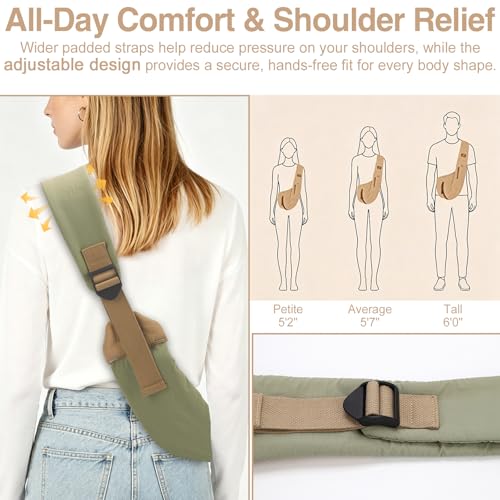 Dog Sling Carrier, Small Dog Carrier Sling for Cats & Puppies 16 lbs, Dog Carry Bag with Pockets, Light Water-Resistant Nylon, Pet Sling Carrier for Senior Pet Walks, Travel, Crowds, Home(Olive Green) - color: Olive Green