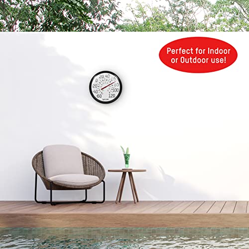 Taylor Big and Bold Wall Thermometer, Indoor Outdoor Thermometer, Wireless Thermometer with Easy to Read Numbers for Patio, Pool, and Indoor Areas, 13.25-inch, Black - color: Black, size: 13.25 inches (Pack of 1)
