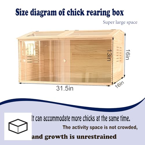 Brooder Box for Chicks,Quail cage,Baby Chicken Supplies,Includes Chicken coop Heater/Quick Installation Tool/Feeding Trough/Water Dispenser, etc,Suitable for Chicks/Duck/Parrot (32" x 16" x 16")