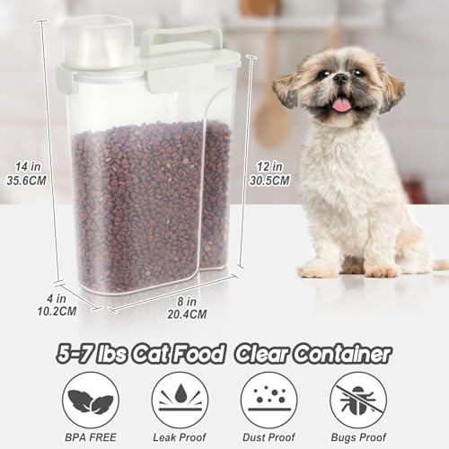 LEAWALK 5Lbs Dog Cat Storage Container Portable with Upgraded Large Spout and Cup, Plastic Pet Food Dispenser for Small Animal Kibble, Bird Seed, Oatmeal, Rice, Flour, Brown Sugart -Elegant White - color: Elegant White, size: 5L-1pack