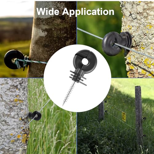 Electric Fence Insulators, 100 PCS Self-Tapping for Wood Posts | Ranch & Farm Fencing, PP+PE, 3.7-Inch Insulators, 1.8-Inch Self-Tapping Screw, Fits Polywire, Tape, Rope, Steel Wire